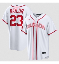 Men's Canada Baseball #23 Bo Naylor White 2026 World Baseball Classic Home Stadium Stitched Jersey