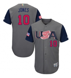 Youth USA Baseball Majestic #10 Adam Jones Gray 2017 World Baseball Classic Authentic Team Jersey