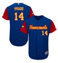 Men's Venezuela Baseball Majestic #14 Martin Prado Royal Blue 2017 World Baseball Classic Authentic Team Jersey