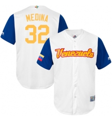 Men's Venezuela Baseball Majestic #32 Jhondaniel Medina White 2017 World Baseball Classic Replica Team Jersey