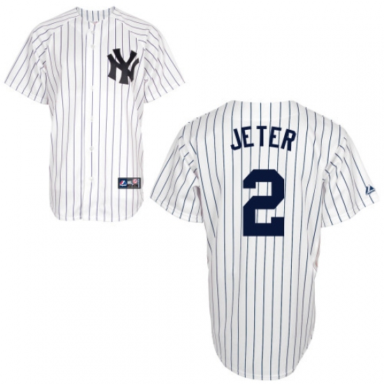 Mens Majestic New York Yankees 2 Derek Jeter Authentic White Name On Back Mlb Jersey 