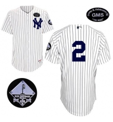 Men's Majestic New York Yankees #2 Derek Jeter Replica White GMS 