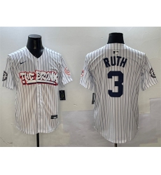 Men's New York Yankees #3 Babe Ruth White Bronx Graffiti Vapor Limited Stitched Baseball Jersey
