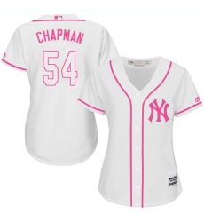 Women's Majestic New York Yankees #54 Aroldis Chapman Replica White Fashion Cool Base MLB Jersey