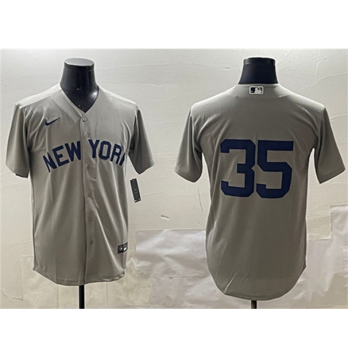 Men's New York Yankees #35 Cody Bellinger Gray Cool Base Stitched Baseball Jersey