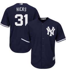 Youth Majestic New York Yankees #31 Aaron Hicks Replica Navy Blue Alternate MLB Jersey