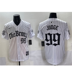 Men's New York Yankees #99 Aaron Judge White Pinstripe 'Gothic Legacy Edition' Vapor Premier Limited Stitched Baseball Jersey