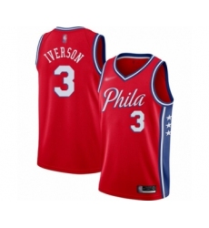 Men's Philadelphia 76ers #3 Allen Iverson Authentic Red Finished Basketball Jersey - Statement Edition