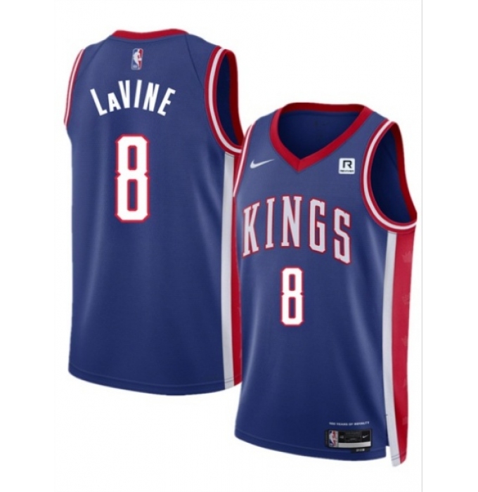 Men's Sacramento Kings #8 Zach LaVine Blue 2025 City Edition Stitched Basketball Jersey