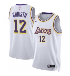 Men's Los Angeles Lakers #12 Max Christie White 2024 Association Edition Stitched Basketball Jersey