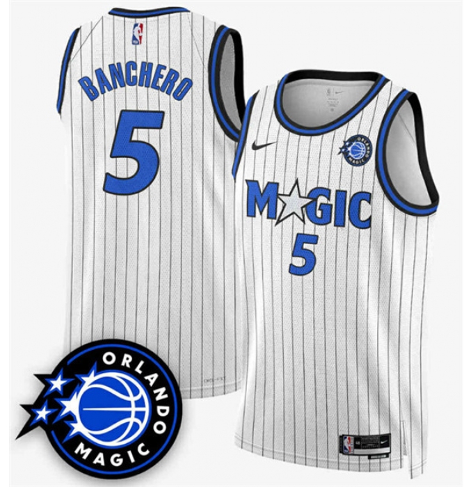 Men's Orlando Magic #5 Paolo Banchero White 2025 New Generation of Magic Stitched Basketball Jersey