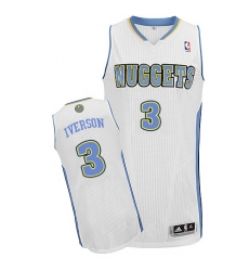 Men's Adidas Denver Nuggets #3 Allen Iverson Authentic White Home NBA Jersey