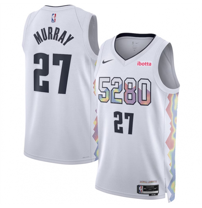 Men's Denver Nuggets #27 Jamal Murray White 2024-25 City Edition Stitched Basketball Jersey