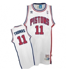 Men's Adidas Detroit Pistons #11 Isiah Thomas Authentic White Throwback NBA Jersey