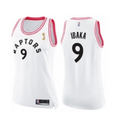 Women's Toronto Raptors #9 Serge Ibaka Swingman White Pink Fashion 2019 Basketball Finals Champions Jersey