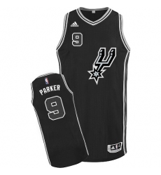 Youth Adidas San Antonio Spurs #9 Tony Parker Swingman Black New Road NBA Jersey