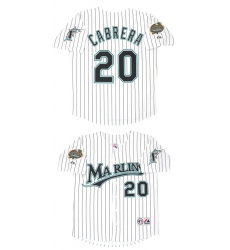 Men's Miami Marlins #20 Miguel Cabrera White 2003 Throwback Stitched Baseball Jersey