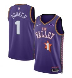 Men's Phoenix Suns #1 Devin Booker Purple 2024-25 City Edition Stitched Basketball Jersey