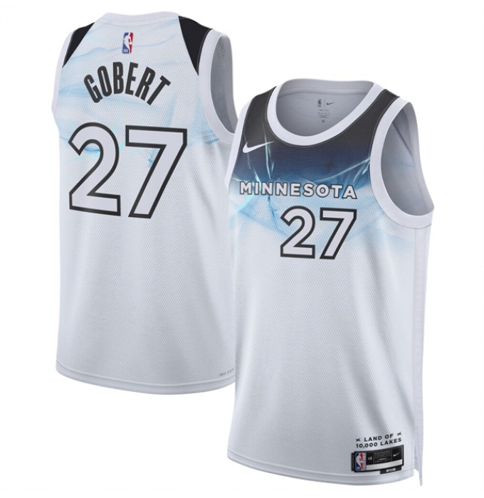 Men's Minnesota Timberwolves #27 Rudy Gobert White 2024-25 City Edition Stitched Jersey