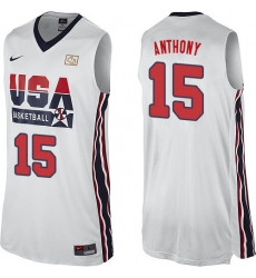 Men's Nike Team USA #15 Carmelo Anthony Swingman White 2012 Olympic Retro Basketball Jersey