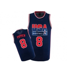 Men's Nike Team USA #8 Scottie Pippen Authentic Navy Blue 2012 Olympic Retro Basketball Jersey