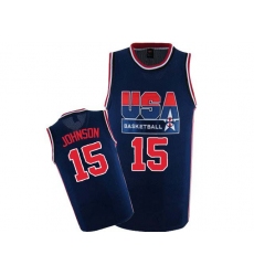 Men's Nike Team USA #15 Magic Johnson Swingman Navy Blue 2012 Olympic Retro Basketball Jersey