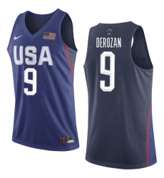 Men's Nike Team USA #9 DeMar DeRozan Swingman Navy Blue 2016 Olympics Basketball Jersey
