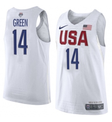 Men's Nike Team USA #14 Draymond Green Authentic White 2016 Olympic Basketball Jersey