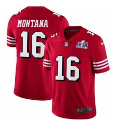 Men's San Francisco 49ers #16 Joe Montana Red Vapor Untouchable Limited Stitched 2024 Super Bowl LVIII Jersey