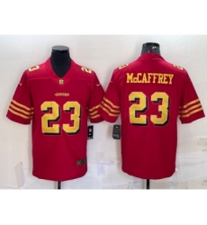 Men's San Francisco 49ers #23 Christian McCaffrey Red Gold Vapor Untouchable Limited Stitched Jersey Men's San Francisco 49ers #23 Christian McCaffrey Red Gold Vapor Untouchable Limited Stitched Jersey