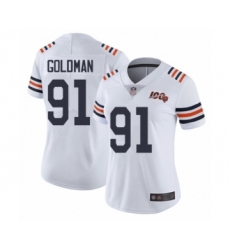 Women's Chicago Bears #91 Eddie Goldman White 100th Season Limited Football Jersey