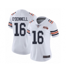 Women's Chicago Bears #16 Pat O'Donnell White 100th Season Limited Football Jersey