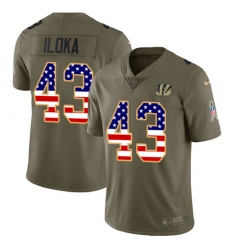 Youth Nike Cincinnati Bengals #43 George Iloka Limited Olive/USA Flag 2017 Salute to Service NFL Jersey