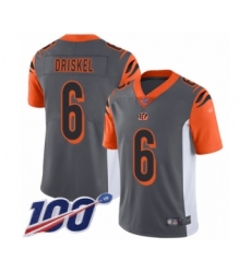 Men's Cincinnati Bengals #6 Jeff Driskel Limited Silver Inverted Legend 100th Season Football Jersey