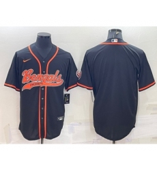 Men's Cincinnati Bengals Blank Black With Patch Cool Base Stitched Baseball Jersey