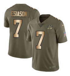 Men's Nike Cincinnati Bengals #7 Boomer Esiason Limited Olive/Gold 2017 Salute to Service NFL Jersey