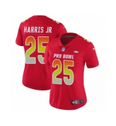 Women's Denver Broncos #25 Chris Harris Jr Limited Red AFC 2019 Pro Bowl Football Jersey