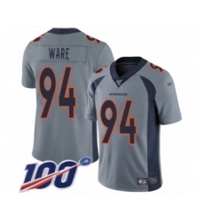 Youth Denver Broncos #94 DeMarcus Ware Limited Silver Inverted Legend 100th Season Football Jersey