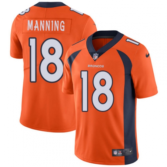 Men's Nike Denver Broncos #18 Peyton Manning Orange Team Color Vapor ...