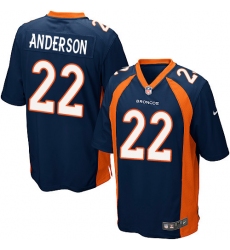 Men's Nike Denver Broncos #22 C.J. Anderson Game Navy Blue Alternate NFL Jersey