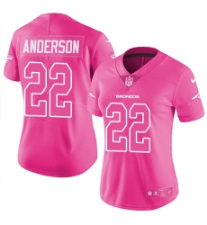 Women's Nike Denver Broncos #22 C.J. Anderson Limited Pink Rush Fashion NFL Jersey
