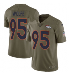 Youth Nike Denver Broncos #95 Derek Wolfe Limited Olive 2017 Salute to Service NFL Jersey