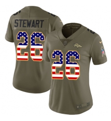Women's Nike Denver Broncos #26 Darian Stewart Limited Olive/USA Flag 2017 Salute to Service NFL Jersey