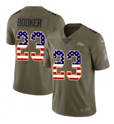 Youth Nike Denver Broncos #23 Devontae Booker Limited Olive/USA Flag 2017 Salute to Service NFL Jersey
