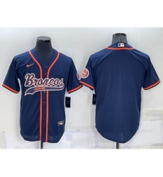 Men's Denver Broncos Blank Nvay Blue Stitched Cool Base Nike Baseball Jersey