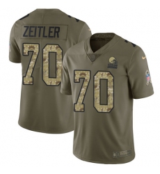 Men's Nike Cleveland Browns #70 Kevin Zeitler Limited Olive/Camo 2017 Salute to Service NFL Jersey