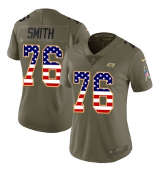 Women's Nike Tampa Bay Buccaneers #76 Donovan Smith Limited Olive/USA Flag 2017 Salute to Service NFL Jersey