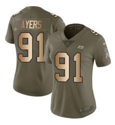 Women's Nike Tampa Bay Buccaneers #91 Robert Ayers Limited Olive/Gold 2017 Salute to Service NFL Jersey