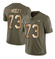 Men's Nike Tampa Bay Buccaneers #73 J. R. Sweezy Limited Olive/Gold 2017 Salute to Service NFL Jersey