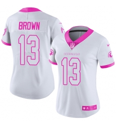 Women's Nike Arizona Cardinals #13 Jaron Brown Limited White/Pink Rush Fashion NFL Jersey